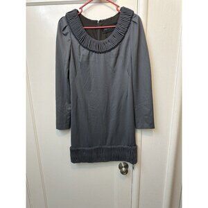 Devi Kroell Knee Length Dress Sz 2 Gray Silk Lined Pleated Designer Cashmere